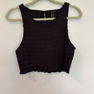 Forever 21 Black Textured Crop Top